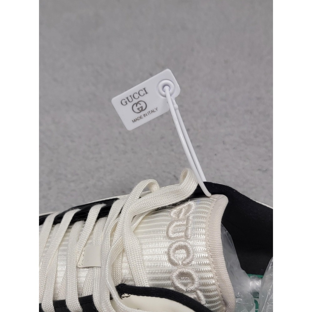 Gucci Shoes Mens US 12.5 EU 46 MAC80 Off-White Black Leather Low Top GG Italy - Picture 2 of 11